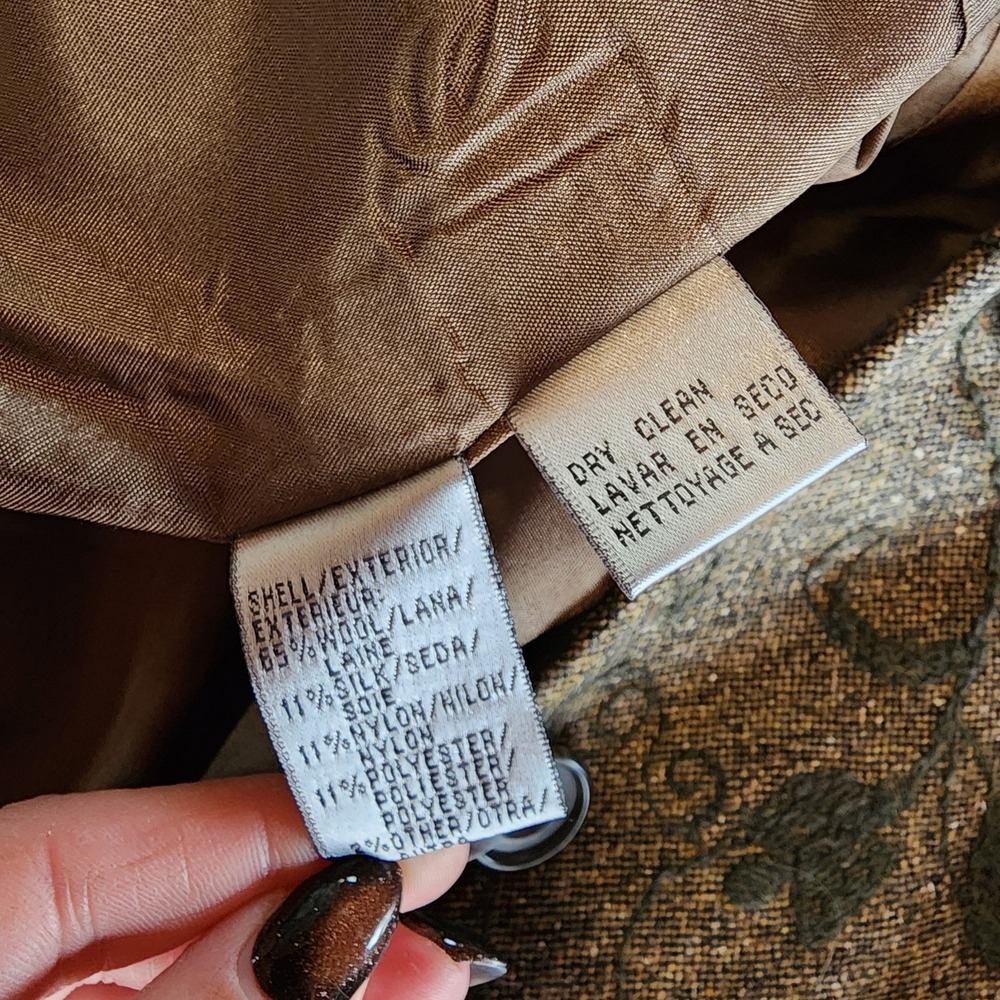 Vintage Talbots Silk Wool Blazer Jacket 10 Forest Fairy Earthy Mori Goblin Work - Picture 9 of 9